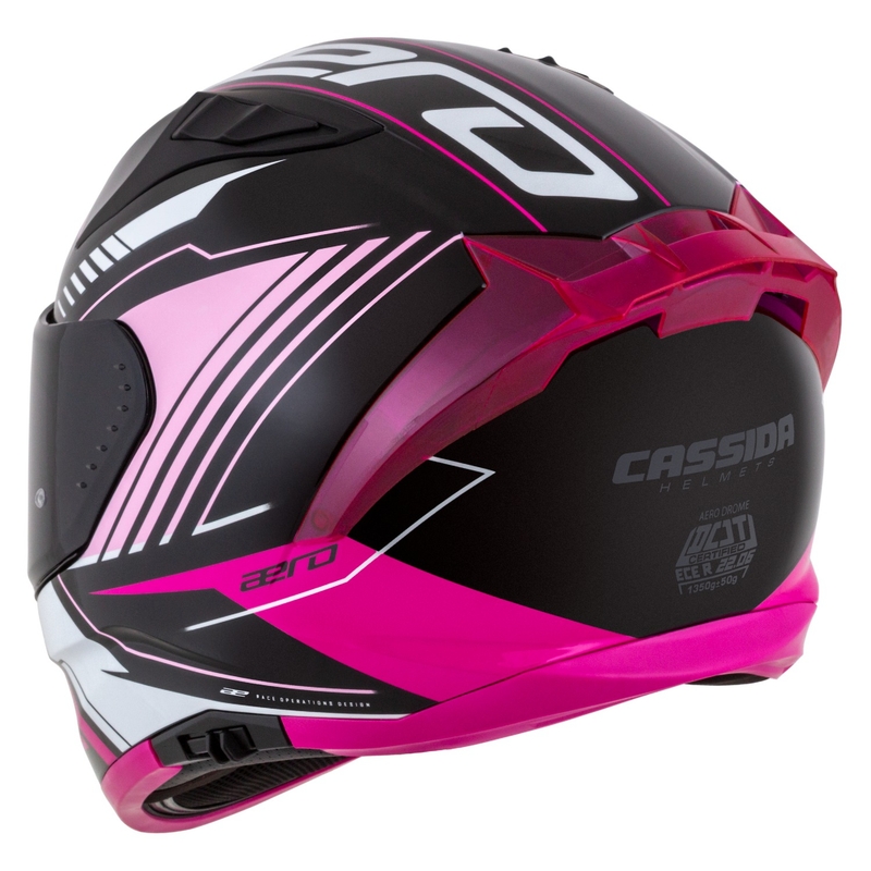 Casco integral de moto Cassida Aero Drome negro-rosa-blanco
