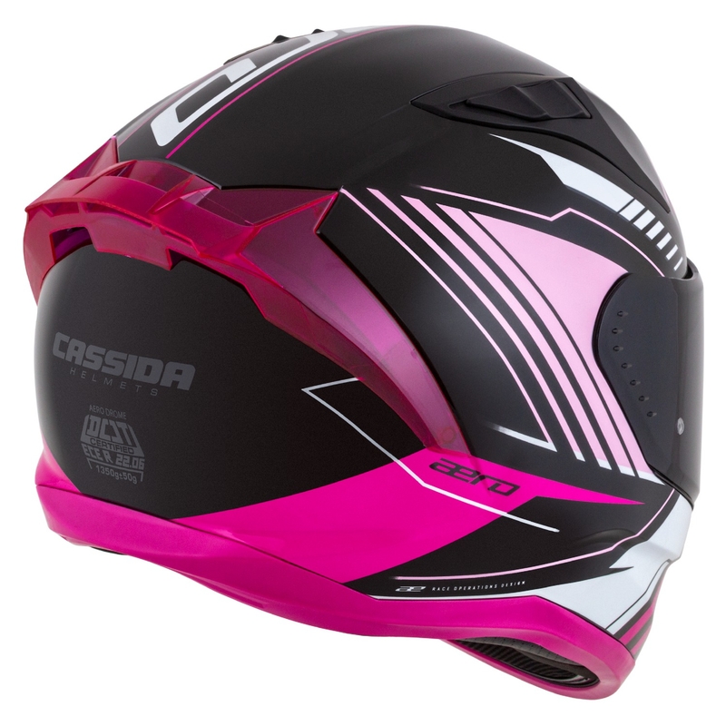 Casco integral de moto Cassida Aero Drome negro-rosa-blanco