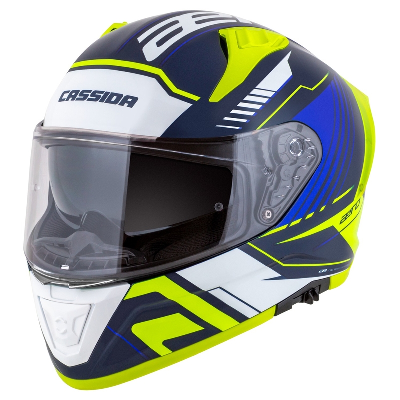 Casco integral de moto Cassida Aero Drome azul-fluo-amarillo-azul claro-blanco