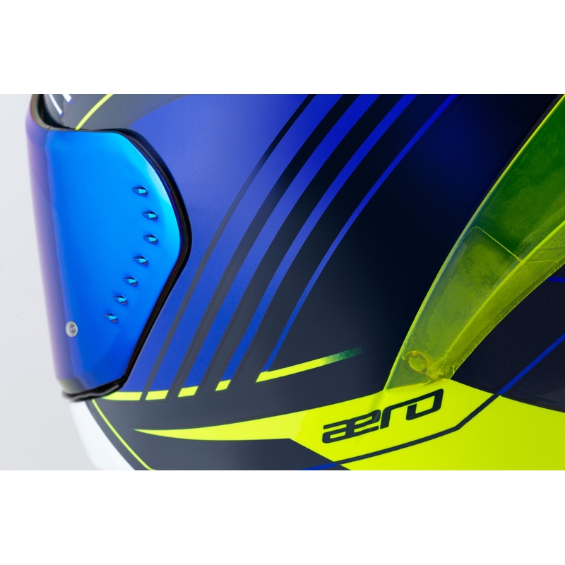 Casco integral de moto Cassida Aero Drome azul-fluo-amarillo-azul claro-blanco