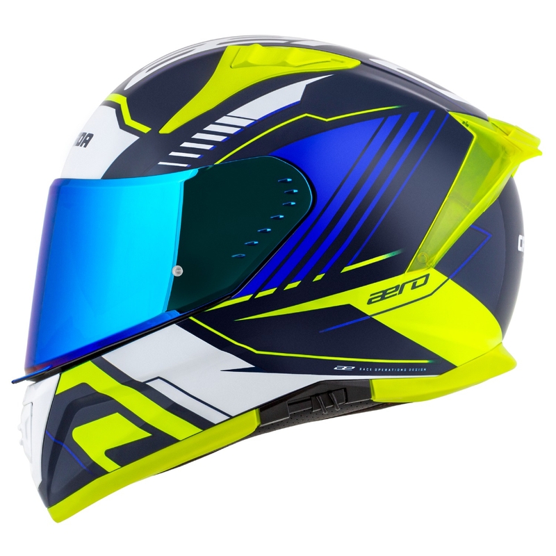 Casco integral de moto Cassida Aero Drome azul-fluo-amarillo-azul claro-blanco