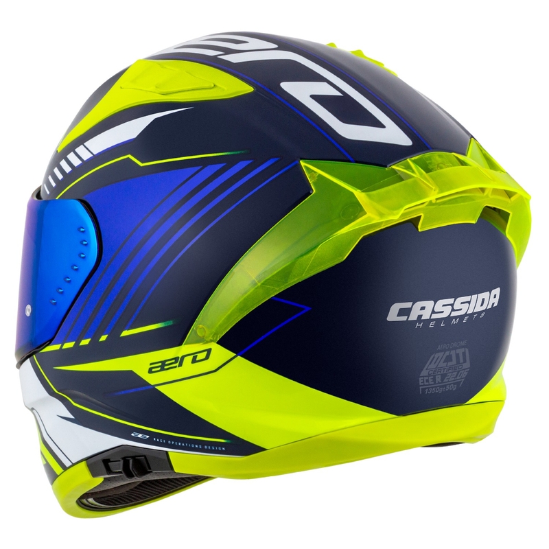 Casco integral de moto Cassida Aero Drome azul-fluo-amarillo-azul claro-blanco