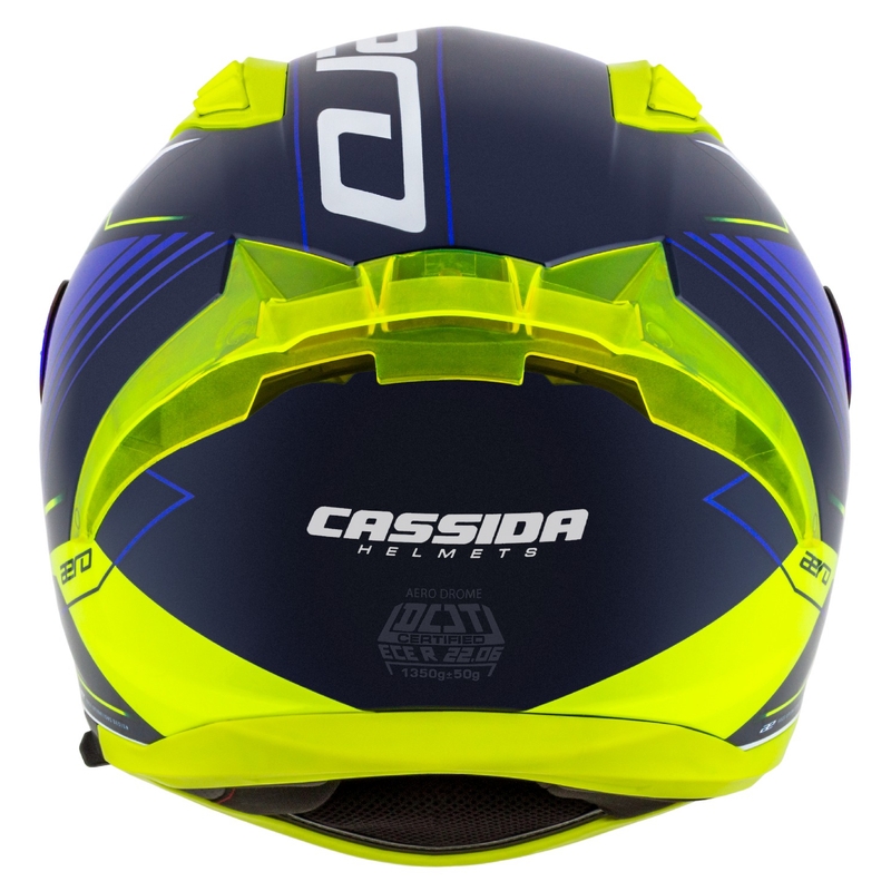 Casco integral de moto Cassida Aero Drome azul-fluo-amarillo-azul claro-blanco