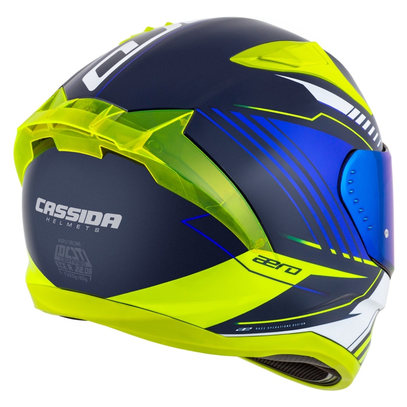 Casco integral de moto Cassida Aero Drome azul-fluo-amarillo-azul claro-blanco