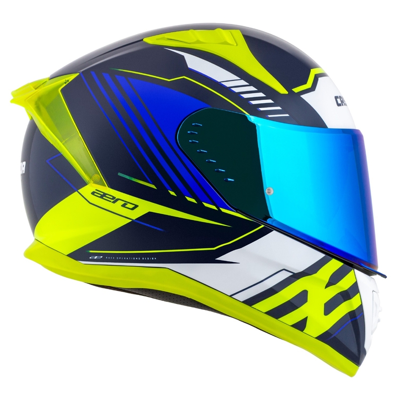 Casco integral de moto Cassida Aero Drome azul-fluo-amarillo-azul claro-blanco