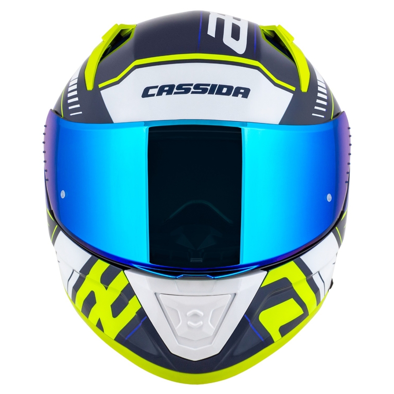 Casco integral de moto Cassida Aero Drome azul-fluo-amarillo-azul claro-blanco