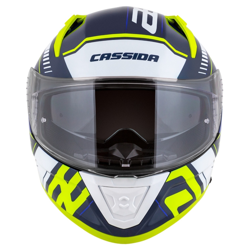 Casco integral de moto Cassida Aero Drome azul-fluo-amarillo-azul claro-blanco