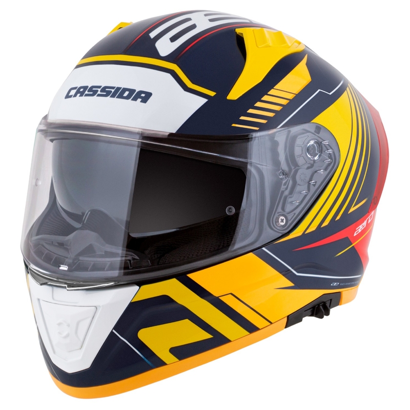 Casco integral de moto Cassida Aero Drome azul-fluo-amarillo-naranja-rojo-azul claro-blanco