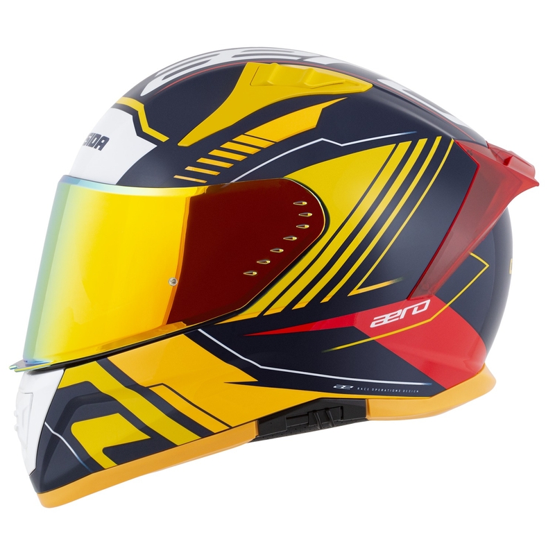 Casco integral de moto Cassida Aero Drome azul-fluo-amarillo-naranja-rojo-azul claro-blanco