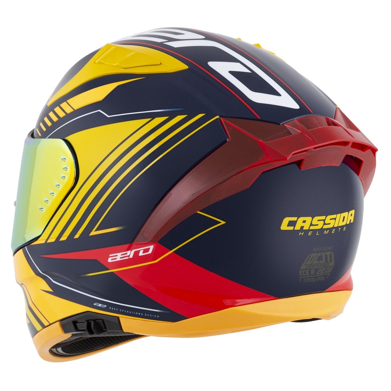 Casco integral de moto Cassida Aero Drome azul-fluo-amarillo-naranja-rojo-azul claro-blanco