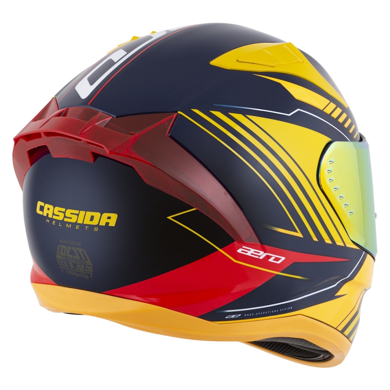 Casco integral de moto Cassida Aero Drome azul-fluo-amarillo-naranja-rojo-azul claro-blanco