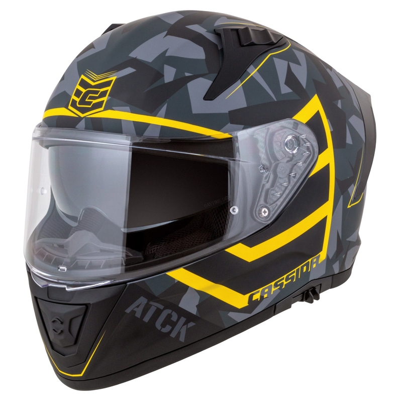 Casco integral de moto Cassida Aero camo gris-negro-amarillo fluo