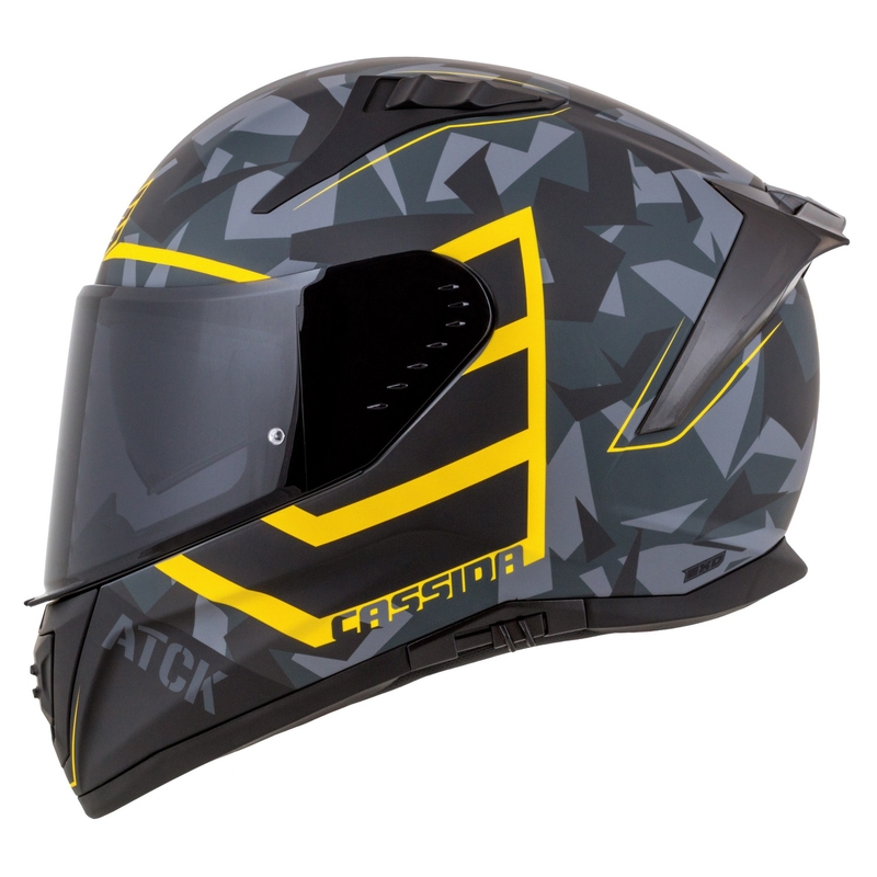 Casco integral de moto Cassida Aero camo gris-negro-amarillo fluo