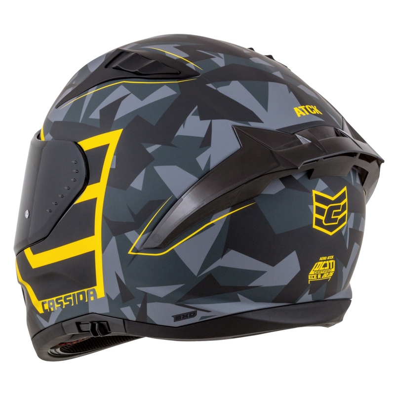 Casco integral de moto Cassida Aero camo gris-negro-amarillo fluo
