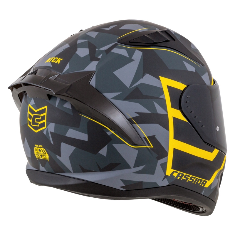 Casco integral de moto Cassida Aero camo gris-negro-amarillo fluo