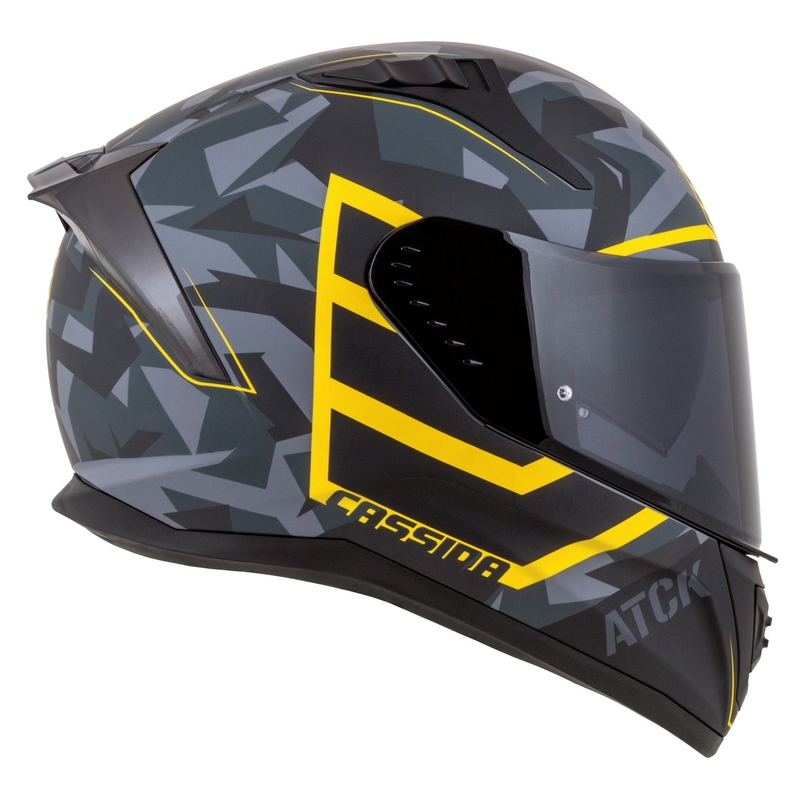 Casco integral de moto Cassida Aero camo gris-negro-amarillo fluo