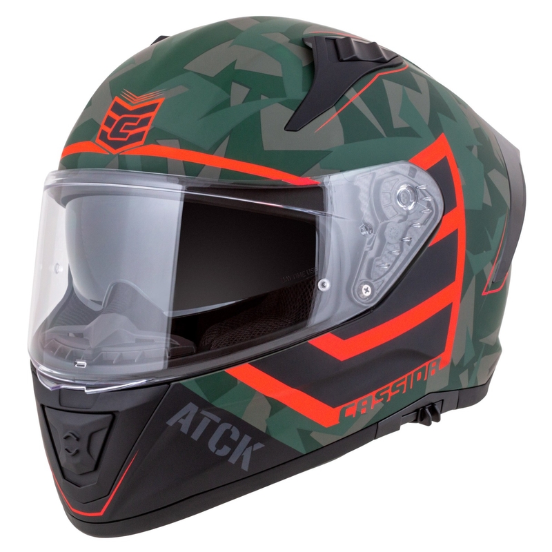 Casco integral de moto Cassida Aero ATCK camo verde-negro-gris-naranja