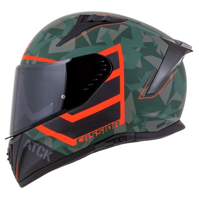 Casco integral de moto Cassida Aero ATCK camo verde-negro-gris-naranja