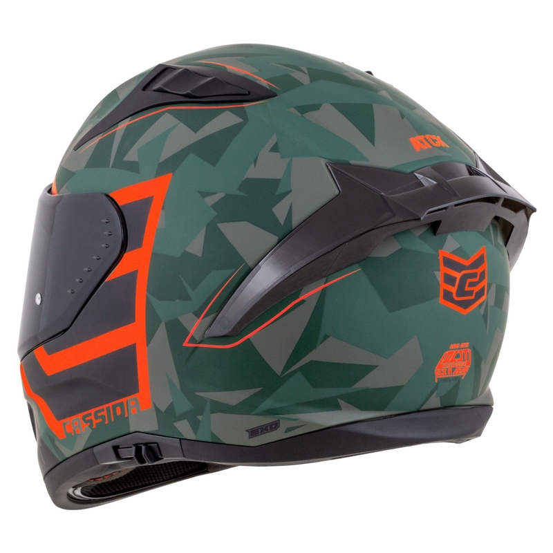 Casco integral de moto Cassida Aero ATCK camo verde-negro-gris-naranja