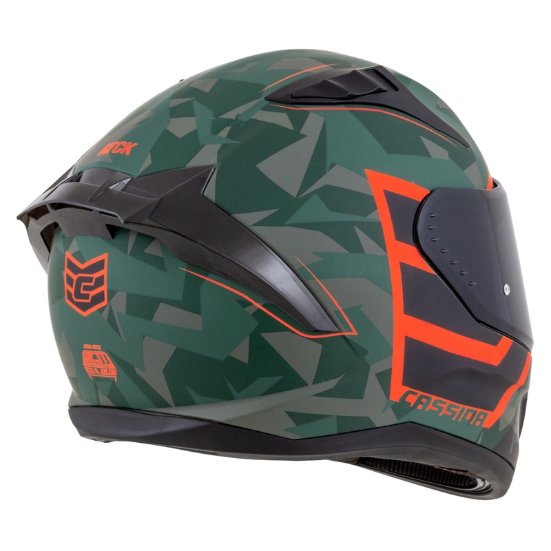 Casco integral de moto Cassida Aero ATCK camo verde-negro-gris-naranja