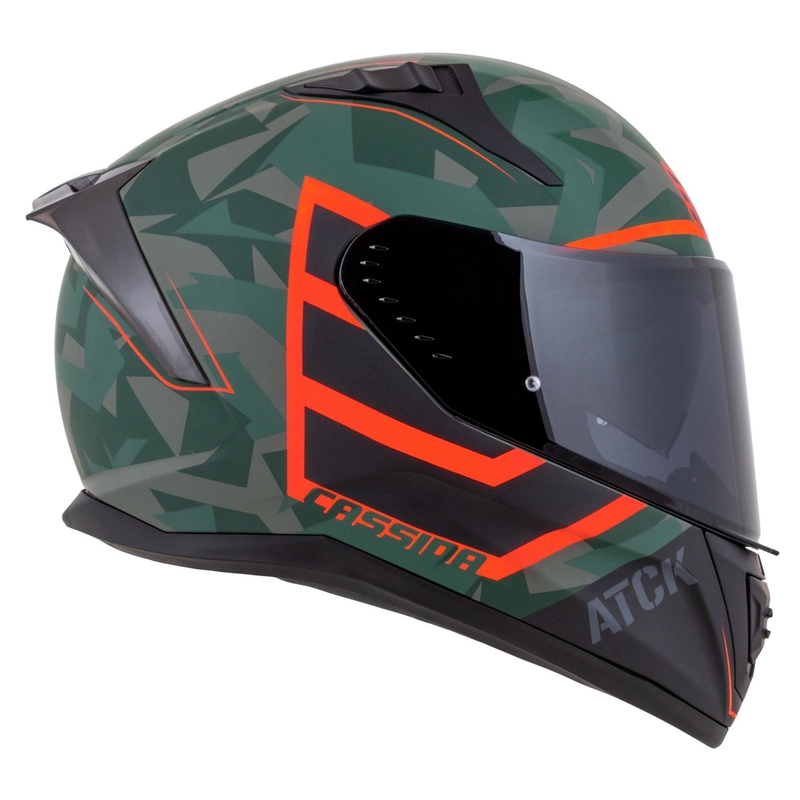 Casco integral de moto Cassida Aero ATCK camo verde-negro-gris-naranja