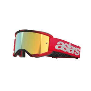 Gafas de motocross Alpinestars Vision 5 Blaze rojas con plexi dorado espejado