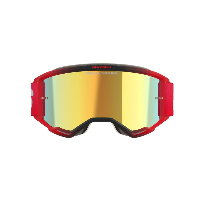Gafas de motocross Alpinestars Vision 5 Blaze rojas con plexi dorado espejado
