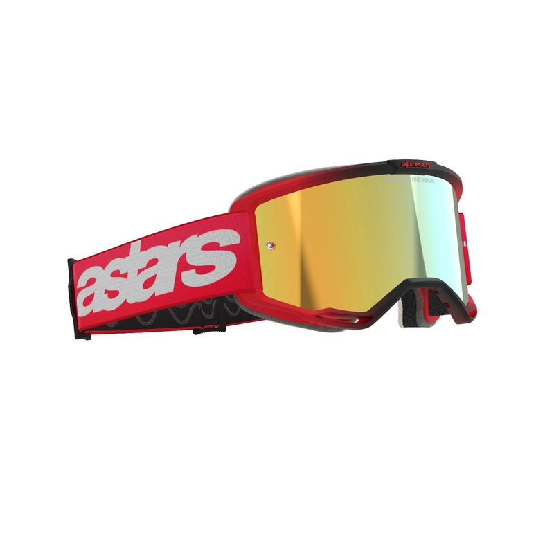 Gafas de motocross Alpinestars Vision 5 Blaze rojas con plexi dorado espejado