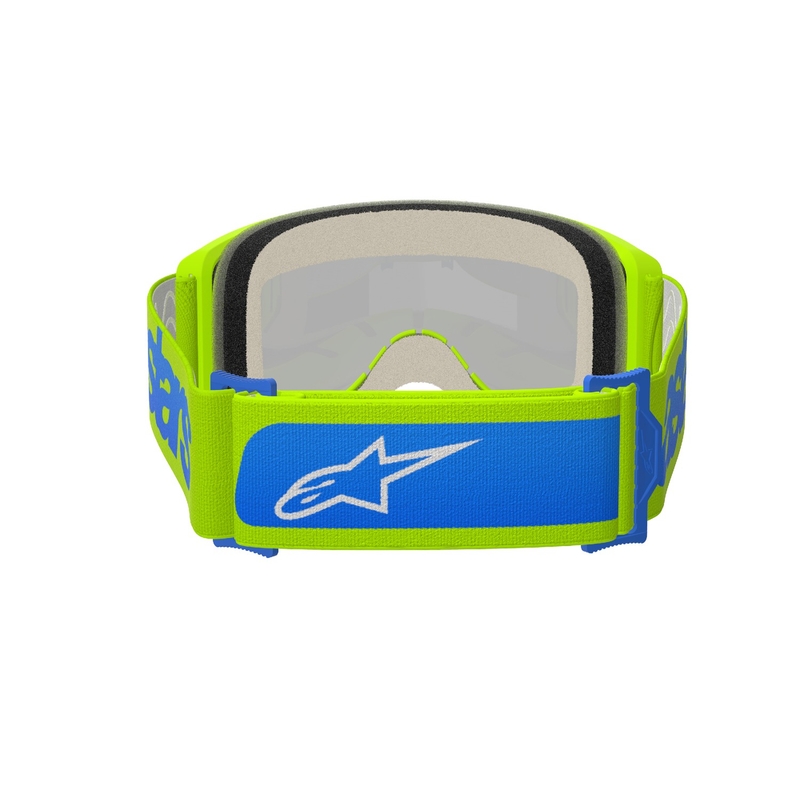 Gafas de motocross Alpinestars Vision 5 Blaze amarillo fluo-azul con plexi azul espejado