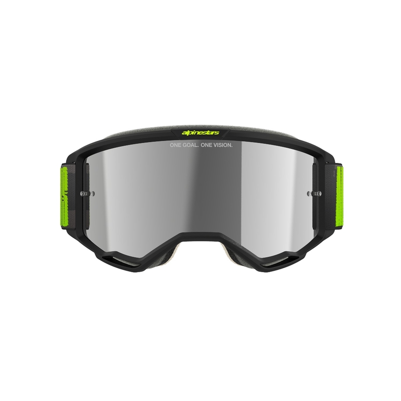 Gafas de motocross Alpinestars Vision 5 Hollow gris-amarillo fluo con plexi plateado espejado