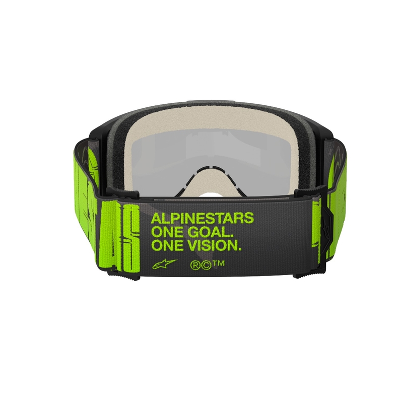 Gafas de motocross Alpinestars Vision 5 Hollow gris-amarillo fluo con plexi plateado espejado