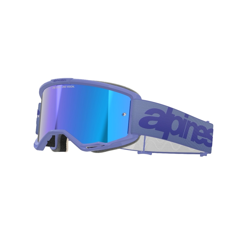 Gafas de motocross Alpinestars Vision 5 Wordmark púrpura con plexi azul espejado
