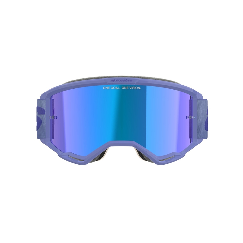 Gafas de motocross Alpinestars Vision 5 Wordmark púrpura con plexi azul espejado