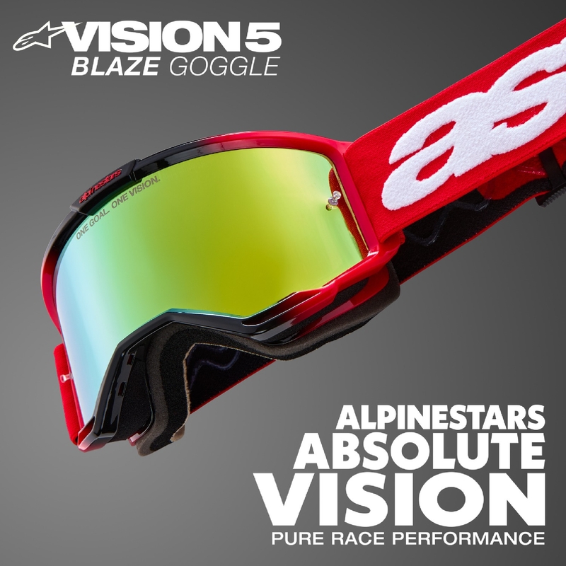 Gafas de motocross Alpinestars Vision 5 Wordmark púrpura con plexi azul espejado