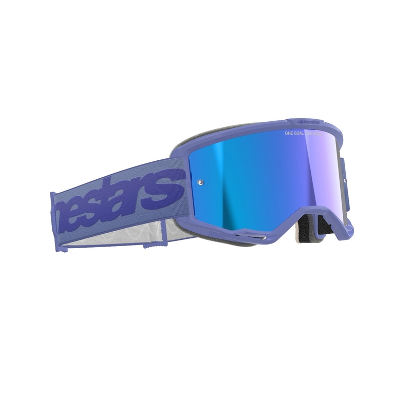 Gafas de motocross Alpinestars Vision 5 Wordmark púrpura con plexi azul espejado