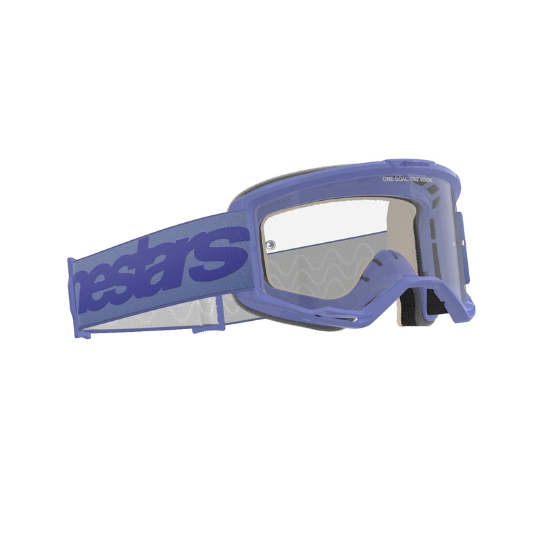 Gafas de motocross Alpinestars Vision 5 Wordmark púrpura con plexiglás transparente