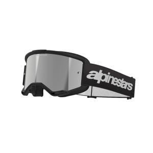 Gafas de motocross Alpinestars Vision 3 Wordmark negras con plexi plateado espejado