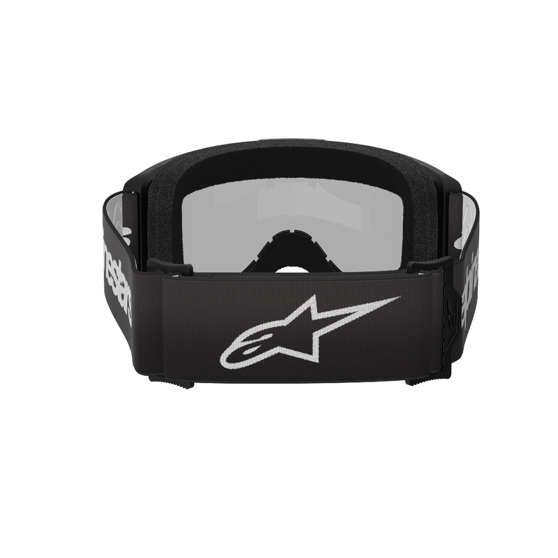 Gafas de motocross Alpinestars Vision 3 Wordmark negras con plexi plateado espejado