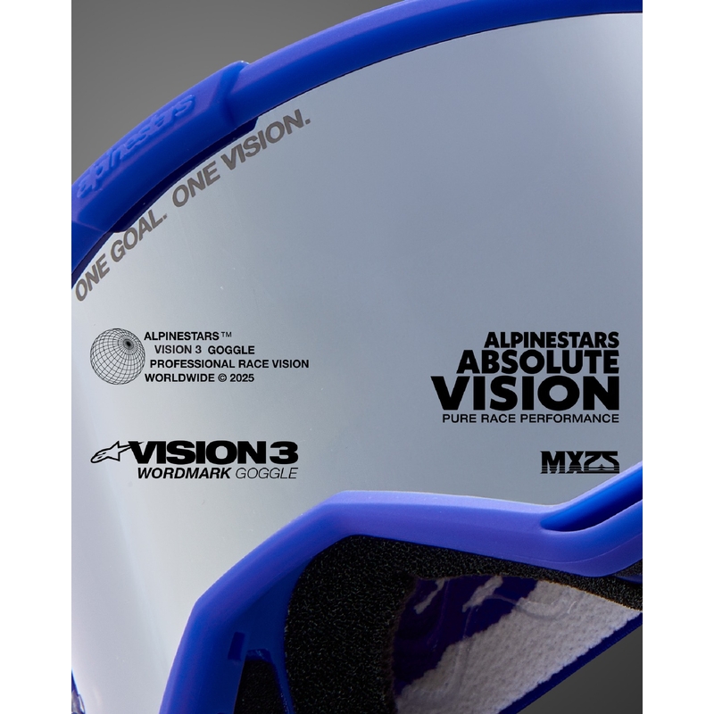 Gafas de motocross Alpinestars Vision 3 Wordmark negras con plexi plateado espejado