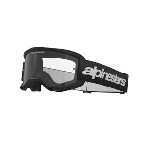 Gafas de motocross Alpinestars Vision 3 Wordmark negras con plexi transparente
