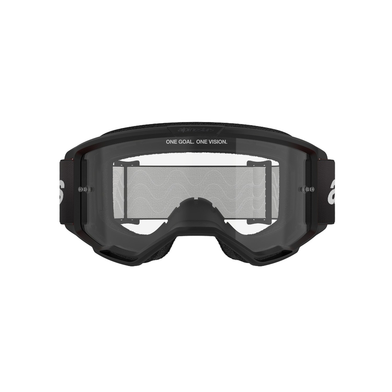 Gafas de motocross Alpinestars Vision 3 Wordmark negras con plexi transparente