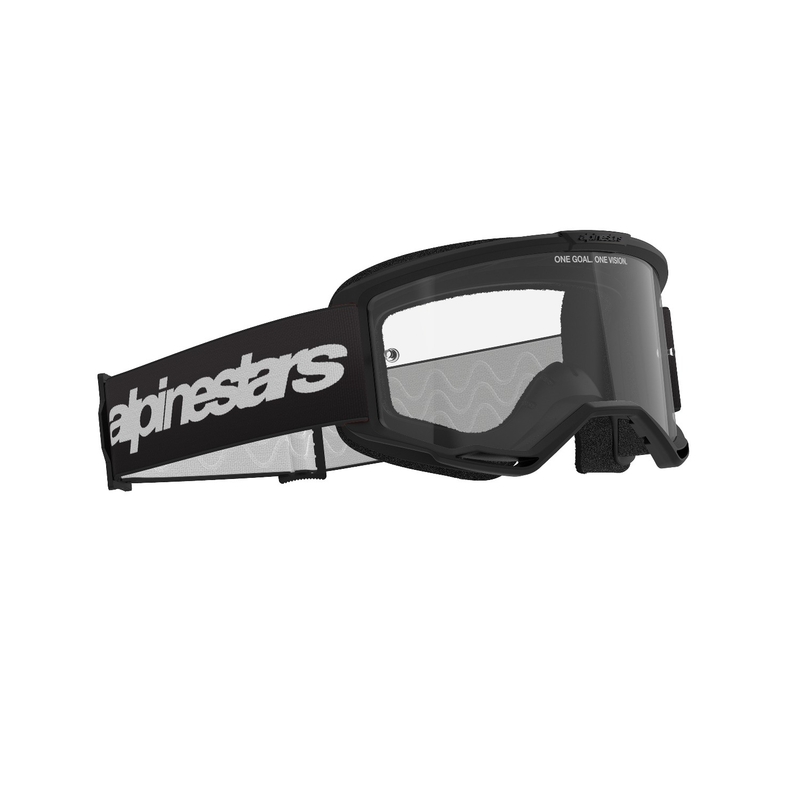 Gafas de motocross Alpinestars Vision 3 Wordmark negras con plexi transparente