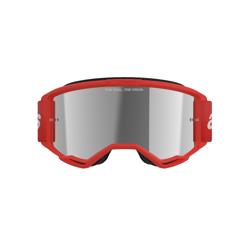Gafas de motocross Alpinestars Vision 3 Wordmark rojas con lente radial plateada liquidación