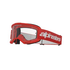 Gafas de motocross Alpinestars Vision 3 Wordmark rojas con plexi transparente