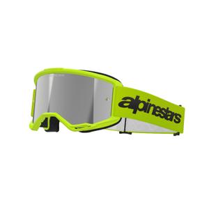 Gafas de motocross Alpinestars Vision 3 Wordmark amarillo fluo con lente radial plateada