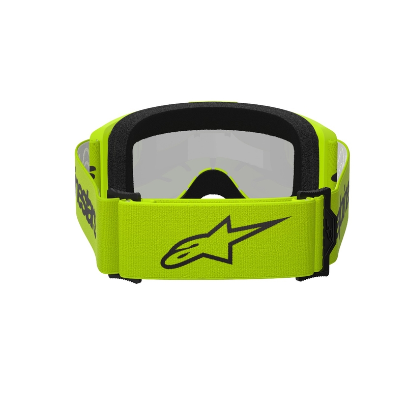 Gafas de motocross Alpinestars Vision 3 Wordmark amarillo fluo con lente radial plateada