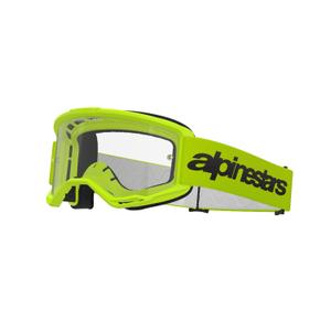 Gafas de motocross Alpinestars Vision 3 Wordmark amarillo fluo con plexi transparente
