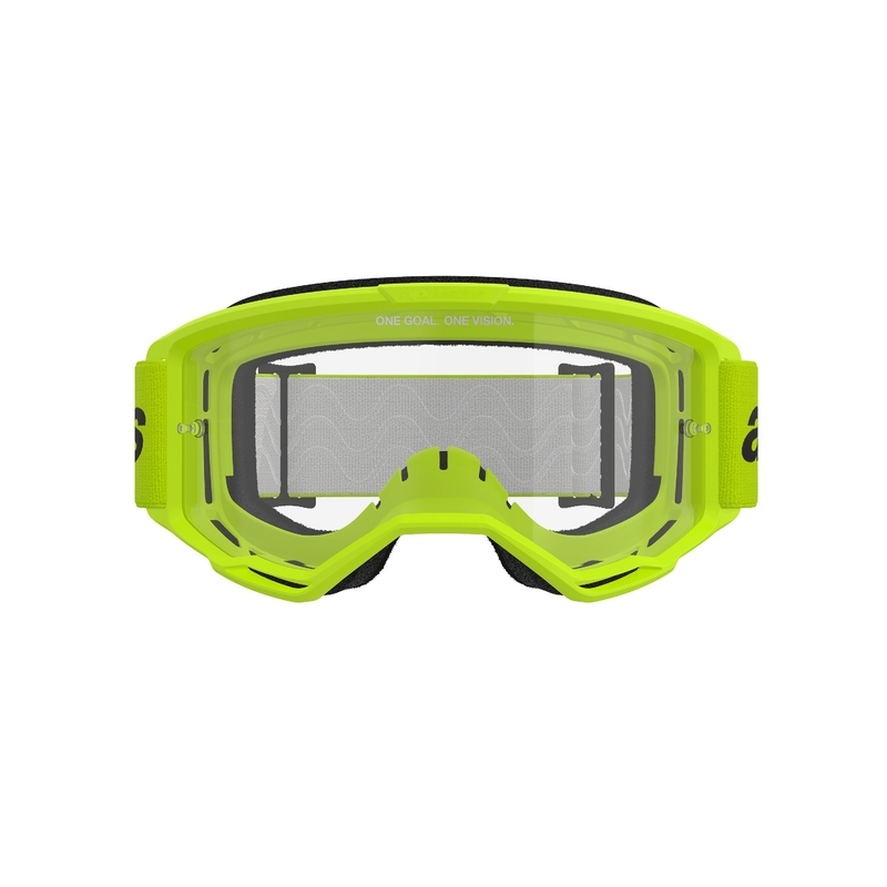 Gafas de motocross Alpinestars Vision 3 Wordmark amarillo fluo con plexi transparente