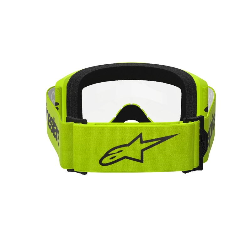 Gafas de motocross Alpinestars Vision 3 Wordmark amarillo fluo con plexi transparente