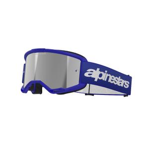 Gafas de motocross Alpinestars Vision 3 Wordmark azul con lente plateada espejada